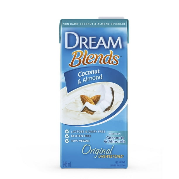 Dream Blends - Boisson non laitière non sucrée originale non sucrée aux noix de coco et aux amandes 946 mL, Non Dairy Blend