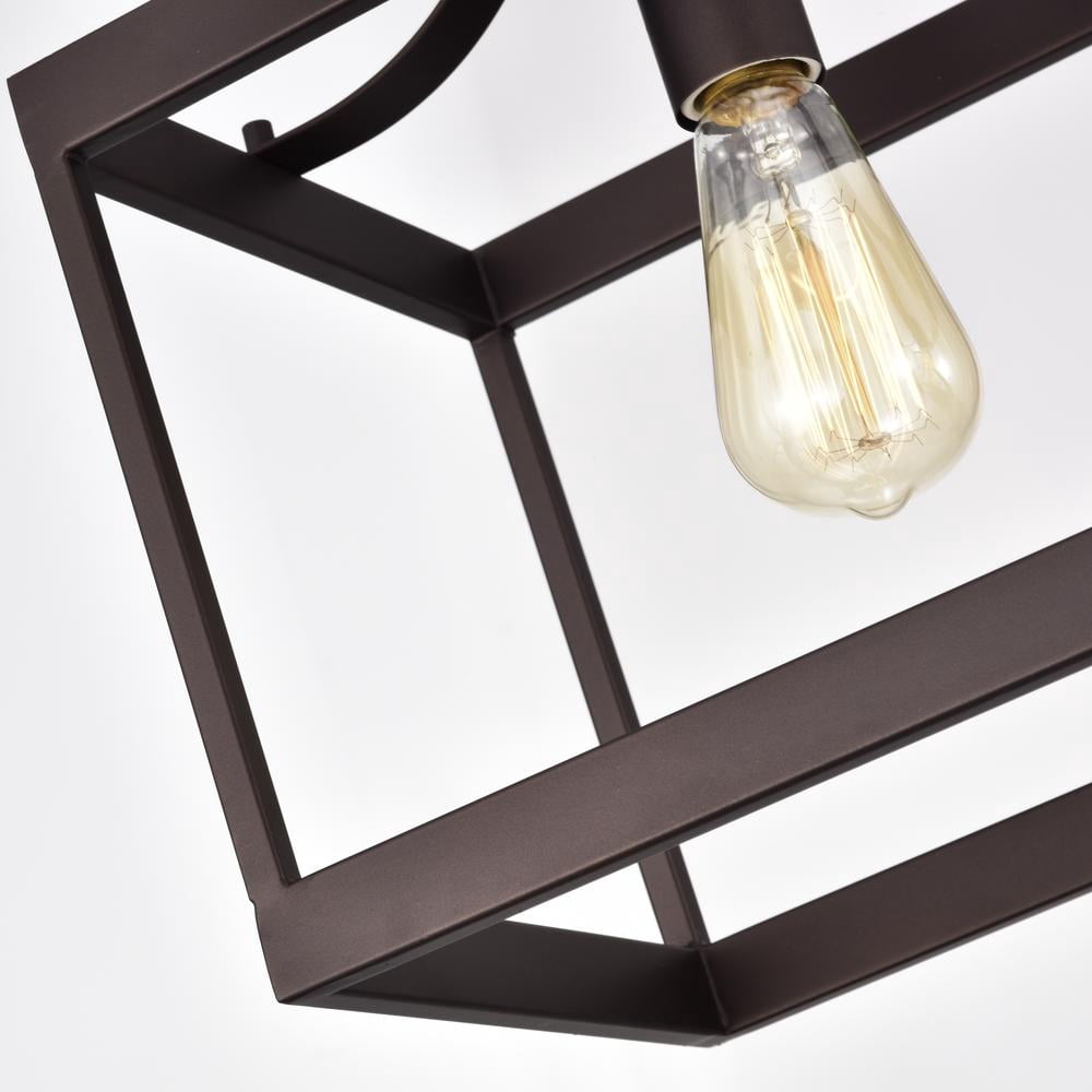 CHLOE Ironclad Industrial 5 Light Bronze Island Pendant Ceiling Fixture 36"