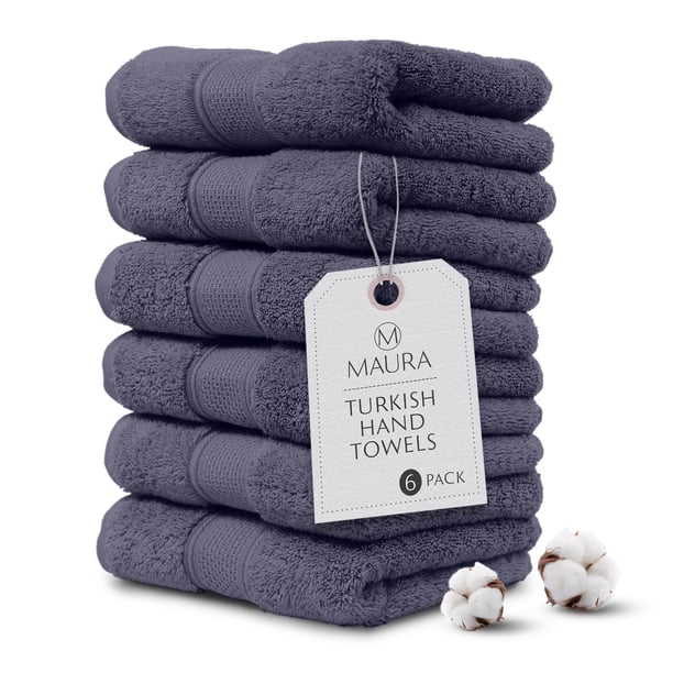 Toallas de mano MAURA de algodón turco azul índigo, juego de 6