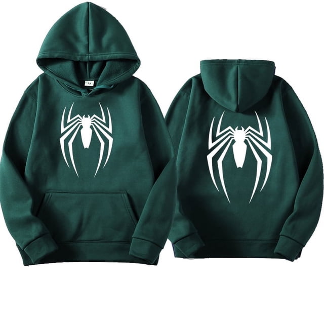 Sudadera con capucha de spiderman para hombre, ropa de calle con estampado de araña, informal, divertida y holgada, 2024