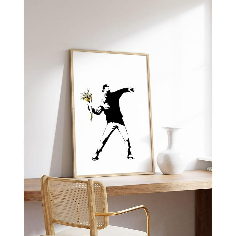 Banksy Flower Thrower Wall Art Graffiti - By Haus and Hues