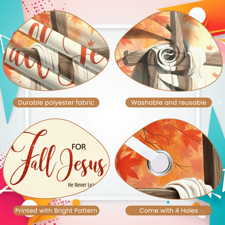 Cross Decoration Fall Decor Pumpkins Autumn Leaves Banner for Thanksgiving Gathering Church Event Home Decoration