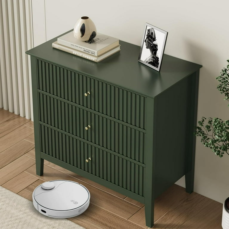 green emerald velvet dress Henley Scalloped Edge 3 Drawer Dresser, Sage Green