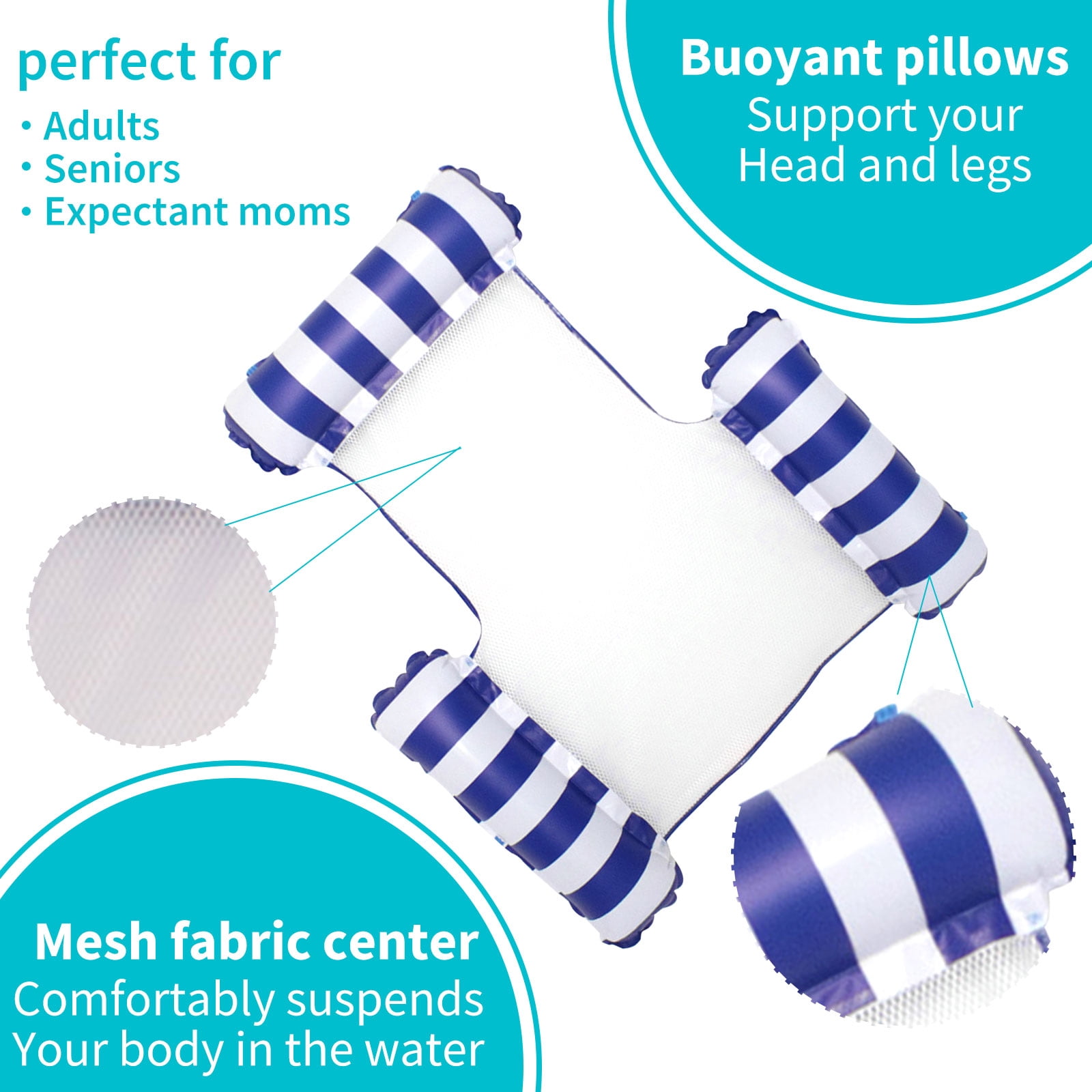 CYFIE Colchón Hinchable 3 En 1 – Hamaca De Agua Con Patrón Tropical, Tumbona Y Drifter, Portavasos, Soporta 80 Kg, Fácil De Transportar, Para Piscina Y Playa