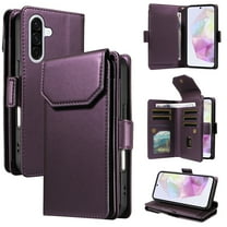 ELEHOLD Wallet Case for Samsung Galaxy S22, Luxury PU Leather Shockproof Magnetic Flip Kickstand Card Slots Cash Pocket Wallet Case With Detachable Lanyard, Purple
