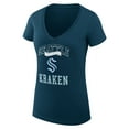 thumbnail image 2 of Women's G-III 4Her by Carl Banks Navy Seattle Kraken Super-Slim Fit Lightweight Team Logo Graphic V-Neck T-Shirt, 2 of 3