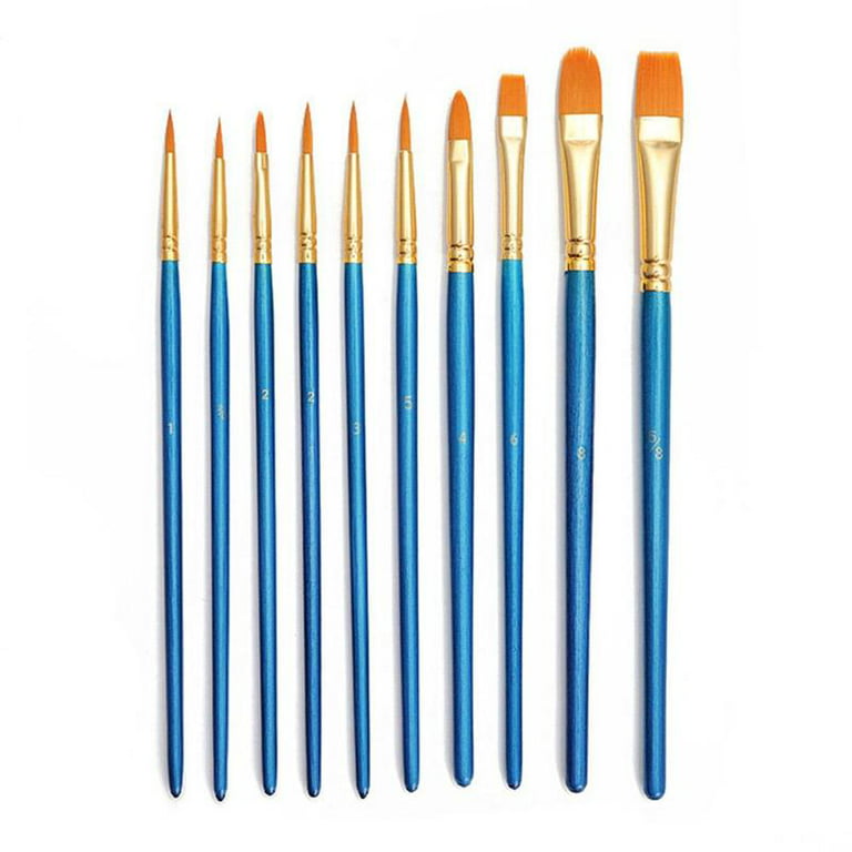 1set/10pcs Multifunctional Flat Paintbrushes Liner Brushes