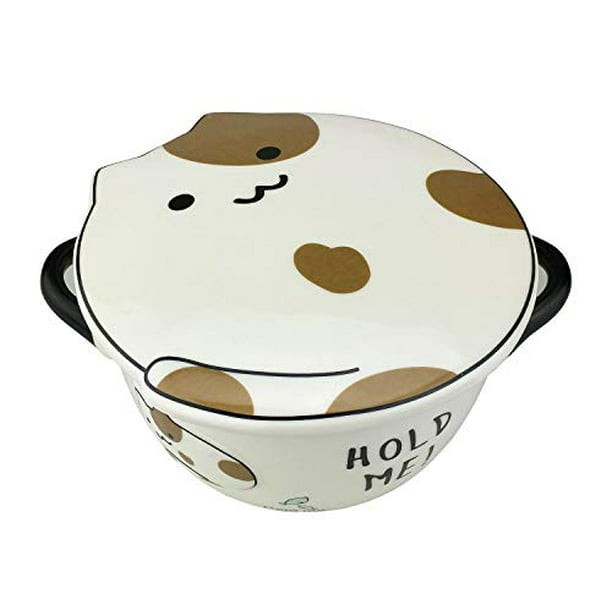 VanEnjoy Big Capacity 24oz 3D Cute Cartoon Microwave Ceramic Soup Cat Bowl  Instant Noodle Bowl Cereal Bowl for Salad Fruit Vegetable with Ceramic  Kitty Cat Lid and Handles (flower) 