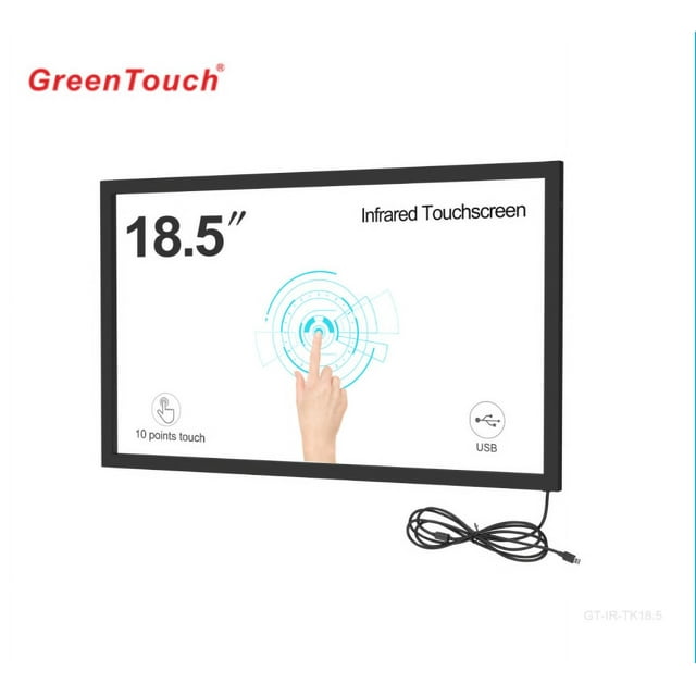 GreenTouch 18.5 Inch Multi IR Touch Screen, Interactive Infrared Touch Screen Panel, IR Touch Bezel with 3mm Thickness Tempered Glass