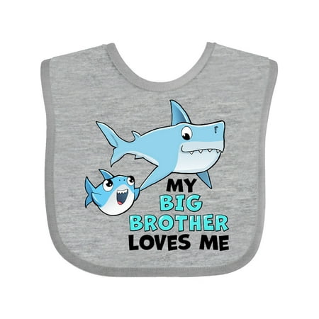 

Inktastic My Big Brother Loves Me with Cute Sharks Gift Baby Boy or Baby Girl Bib