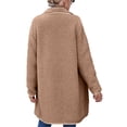 thumbnail image 5 of Douhoow Women Fleece Jacket Turn Down Collar Long Sleeve Cardigan Fall Winter Warm Coat Outwear, 5 of 7