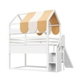 thumbnail image 6 of Harper & Bright Designs Full Size House Bed with Canopy and Slide, Wood Loft Bed with Built-in Bookshelves and Storage Staircase, White, 6 of 9