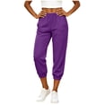 thumbnail image 5 of cocolona Womens High Waist Casual Capri Joggers Solid Color Elastic Waist Straight Workout Lounge Pants with Pockets, 5 of 5
