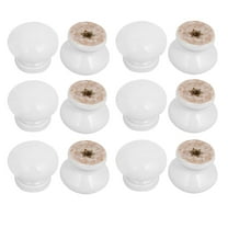 Unique Bargains 12 Pack Cabinet Drawer Wood Knobs Handles White Finish 1.1" Dia