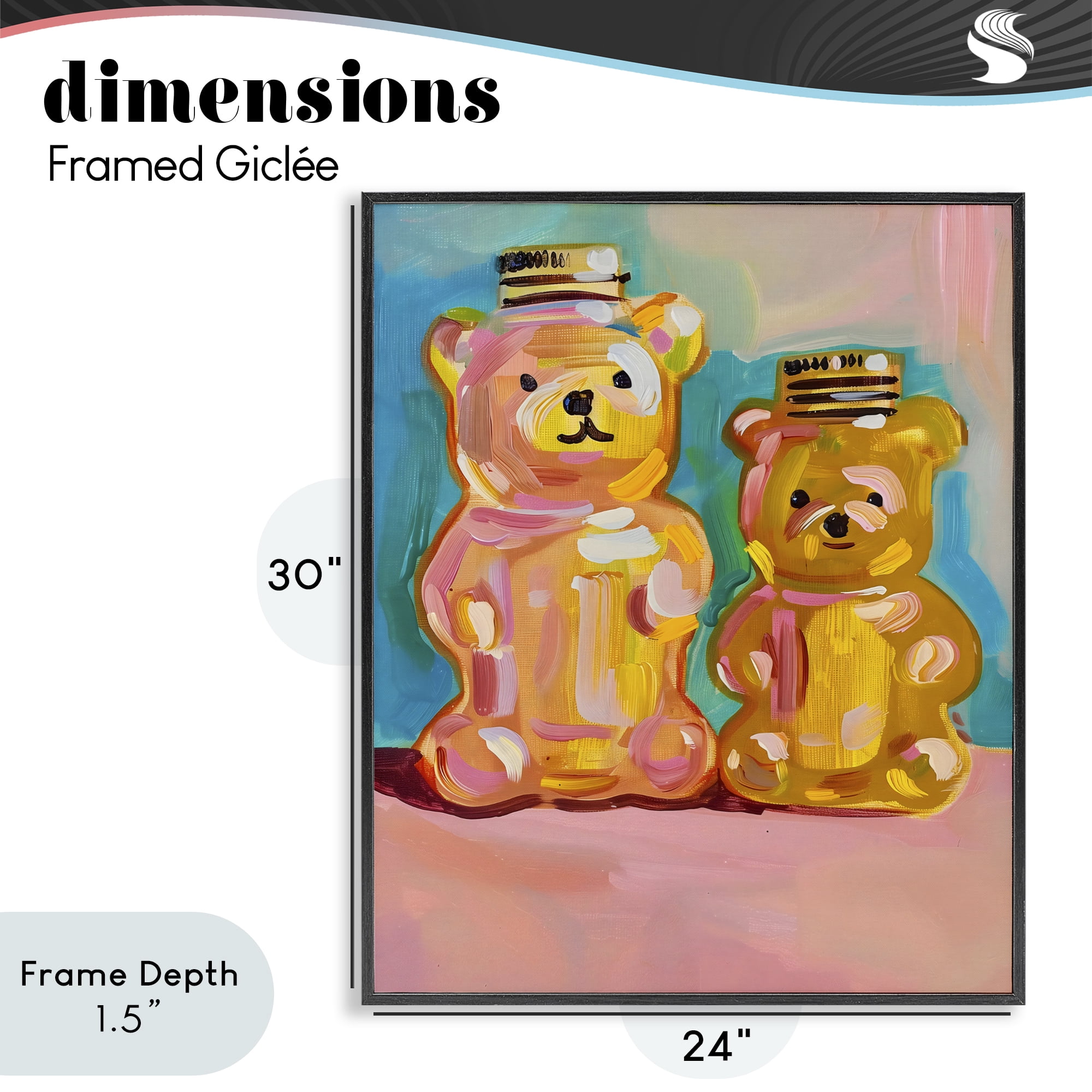 Stupell Industries Joyful Honey Bears Duo Black Framed Giclee Art, design by The Prints Vibe