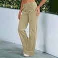 thumbnail image 5 of Business Casual Pants for Women, Audhol Pants for Women Wide Leg Flare Pants for Women Double Button Mid Waist Pants Trendy Fashion Casual Pants Casual Pants Women Khaki L, 5 of 6