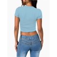 thumbnail image 2 of Womens Slim Fitted Crop Tops - Basic Crew Neck Short Sleeve Casual Tees for Going Out, 2 of 5