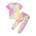 thumbnail image 2 of EnJoCho Heart Pant Girl Kids Toddler Boy Girls Clothes Sports Casual Tie Dye Prints Short Sleeves T Shirt Elastic Waist Pants Set Outfit Little Child Boy Girl Trendy Set, 2 of 9