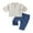 Haze Blue, variant on Toddler Baby Boy Clothes Solid Color Cotton Linen Short Sleeve Henley Shirts and Long Pants 2Pcs Summer Outfits Set