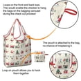 thumbnail image 4 of 5 Pack Foldable Shopping Bag,Beige Christmas Santa and Train Pattern Reusable Grocery Bags with Pockets,Large Reusable Tote Bags with Handles Waterproof & Lightweight, 4 of 6
