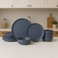 thumbnail image 2 of 12-Piece Stoneware Dinnerware Set for 4, 10" Dinner Plates, 7.5" Salad Plates, 5.9" Deep Cereal Bowls, Dishwasher & Microwave Safe, 2 of 10