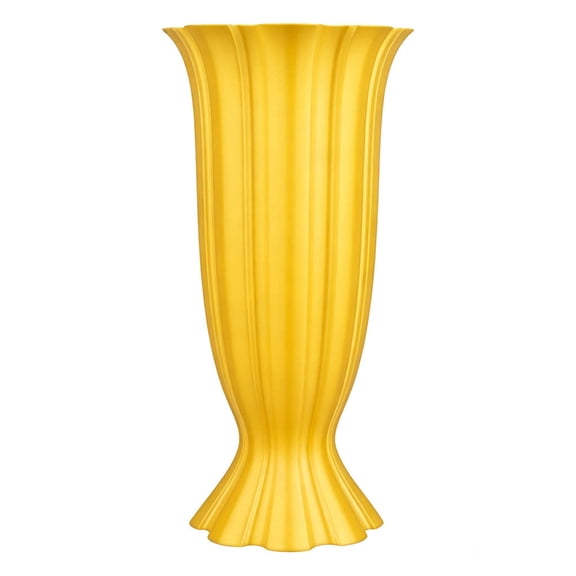 Rippled Vase Floral Decor for Bedroom - Versatile Tabletop Flower Arrangement, Durable Craftsmanship, Easy to Clean Gift Idea,Yellow