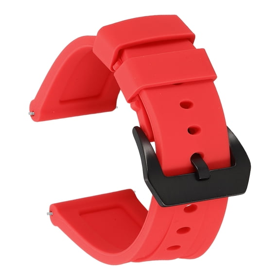 Uxcell Silicone Watch Bands 26mm Width Waterproof Quick Release Rubber Watch Bands with Black Buckle for Men Women, Red