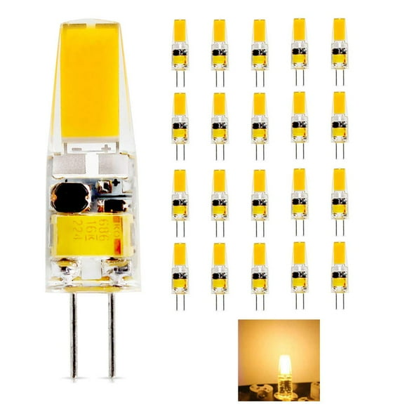 Ampoule LED G4 à Base à Deux Broches, Ampoule LED G4 12V 2,5 W de Remplacement Halogène, 2700K-3200K Blanc Chaud, Sans Scintillement, Antipoussière Antichoc AC/DC Ampoule 12 Volts pour Paysage VR, Sans Gradation, Lot de 20