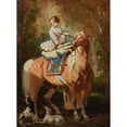 thumbnail image 2 of Alfred De Dreux 14x18 Black Ornate Wood Framed Double Matted Museum Art Print Titled - Amazon Blonde Looking at Two Dogs and a Light Alezan Horse, 2 of 5