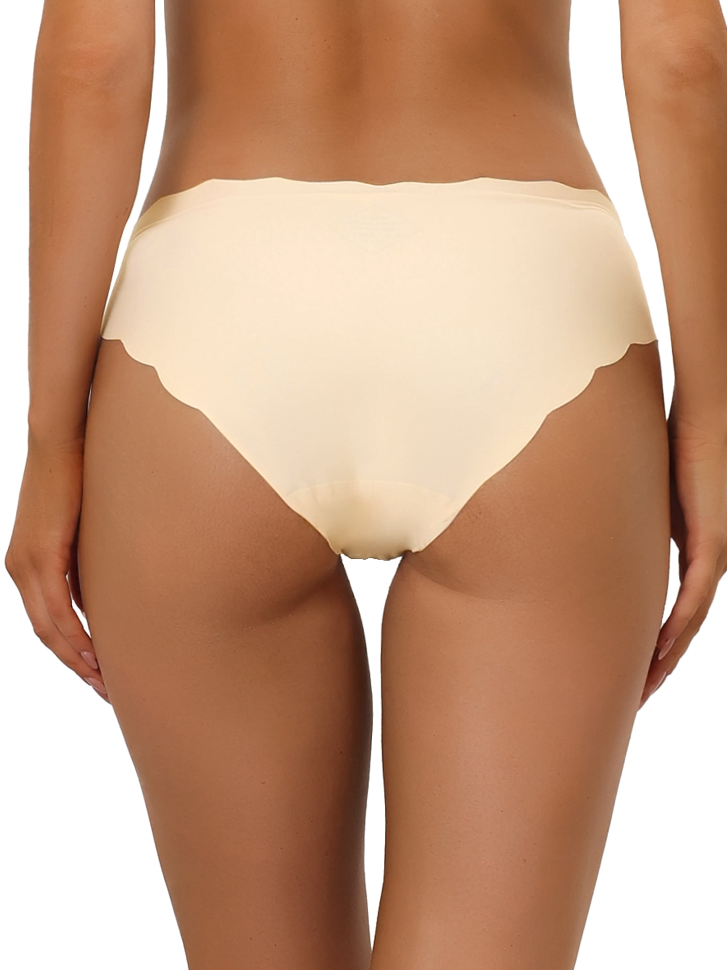 Unique Bargains Women No Show Stretch Underwear Invisible Brief Panties S Beige