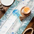 thumbnail image 3 of Jellyfish Coastal Table Runner 108 Inches, Summer Nautical Starfish Coral Grey Wooden Bed Runner Dresser Scarves Tabletop for Indoor Outdoor Parties/Ceremony/Banquet, 13"x 108", 3 of 8