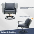 thumbnail image 5 of Ainfox Premium Patio Swivel Bistro Set,3-Piece Ourdoor Furniture Set,Wicker Rattan Coversation Rocking Chairs w/Glass Top Table & Cushions,Grey, 5 of 10