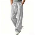 thumbnail image 5 of Umfun Men Loose Wide Leg Sweat Pants Solid Casual Comfort Basic Trousers Soft Daily Home Street Full Length Pants, 5 of 8