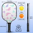 thumbnail image 3 of Pickleball Paddles Set Of 1, Fiberglass Surface, Boho Butterfly Decor, 1 Paddle, 2 Balls & Bag, 3 of 5