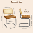 thumbnail image 2 of Brown Rattan Dining Chairs Set of 4 - Modern Solid Wood Back Kitchen Chairs, Faux Leather Seat, Mid-Century Design, for Dining & Living Room, 58"x48"x83", 2 of 6