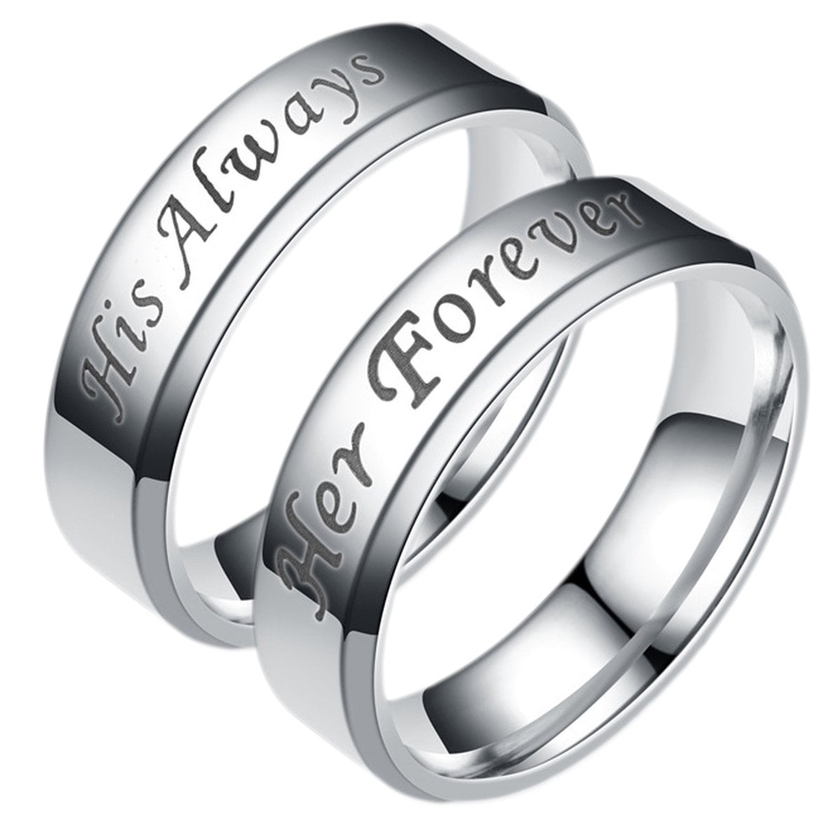 Simple Couple Rings Men/Women Silver Stainless Steel Promised Wedding Band 5-13# 