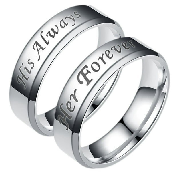 vacuüm afwijzing Vertrouwen op Stainless Steel Couple's His and Her Promise Ring His Always Her Forever  Eternity Love Wedding Band for Men or Women, Silver - Walmart.com