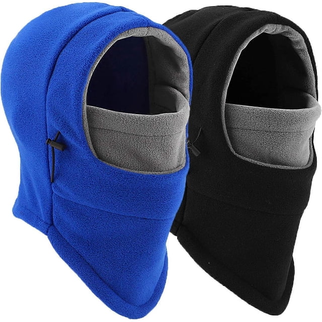 SZTXJ Balaclava Ski Mask 2 Pcs Black/Gray+blue/Gray - Windproof Warmer Fleece Adjustable Winter Mask for Men Women