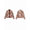 thumbnail image 1 of Womens Cropped Puffer Quilted Jacket Cardigan Floral Printed Long Sleeve Open Front Short Padded Coats Caramel Color L, 1 of 9