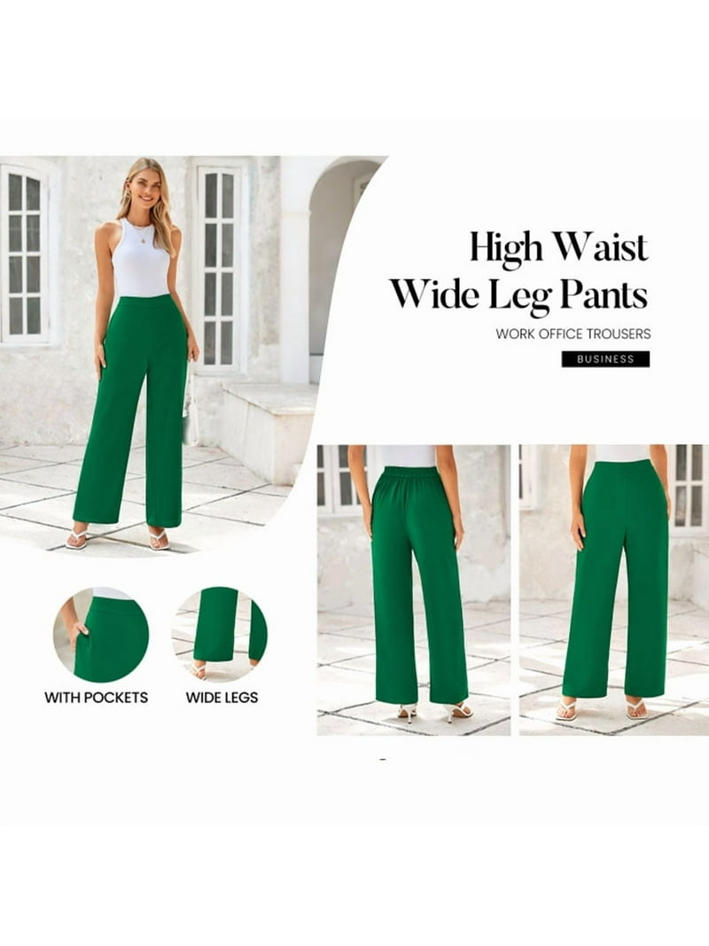 slim fit dress slacks High Waist Wide Leg Long Pants 28 / White main image 1