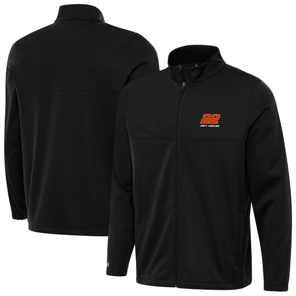Men's Antigua Black Joey Logano Links 2 Full-Zip Golf Jacket
