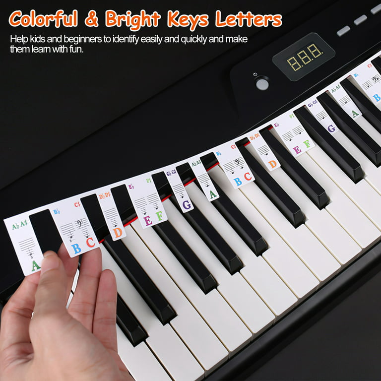 Piano Notes Guide for Beginner,Removable Piano Keyboard Note Labels(88-Key)