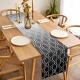 thumbnail image 3 of Moroccan Black Table Runner - 90 Inch Long, Kitchen Dining Table Runner Dresser Scarves, Geometric Abstract Gradient Plaid Farmhouse Decor for Coffee Tables Wedding Party Banquet, 3 of 8