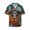 thumbnail image 5 of Picia Cartoon Pumpkin Skull Men's Linen Shirts Short Sleeve Cuban Beach Shirts Casual Shirts Button Down Shirt for Men Beach Summer Wedding Shirt-3X-Large, 5 of 7
