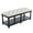 Beige, variant on Mid-century Tufted Beige Bench, Linen Upholstered 45.5 Inch Entry Shoe Stool, Storage Bed End Stool with Shelf