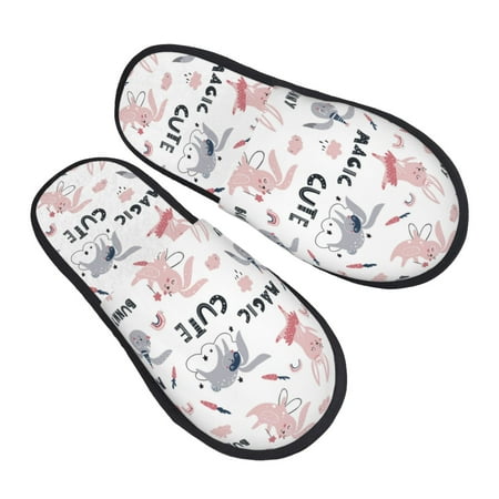 

Jgfou Cute Magic Bunny Print Womens Cozy Memory Foam Slippers Soft Warm Slip On House Slippers Anti-Skid Rubber Sole Creative Gifts for Women Mom Girlfriend