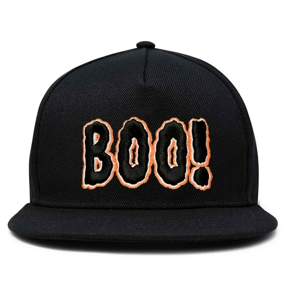DALIX Boo! Halloween Hat Mens Womens Flat Bill Snapback Cap in Black