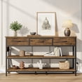 thumbnail image 7 of Aufeile 55" Console Table for Entryway, Fabric Sofa Table with 3 Drawers, Outlet and Open Shelves, Entryway Table for Couch, Hallway, Foyer, Living Room, Brown, 7 of 7