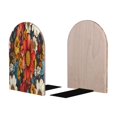 thumbnail image 2 of KLL Colorful Vintage Floral Pattern Print Wood Book Ends for Shelves,1 Pair Wood Bookends Book Holder Stand Decorative, Book Stoppers for Heavy Duty Books CD File Video Games, 2 of 8