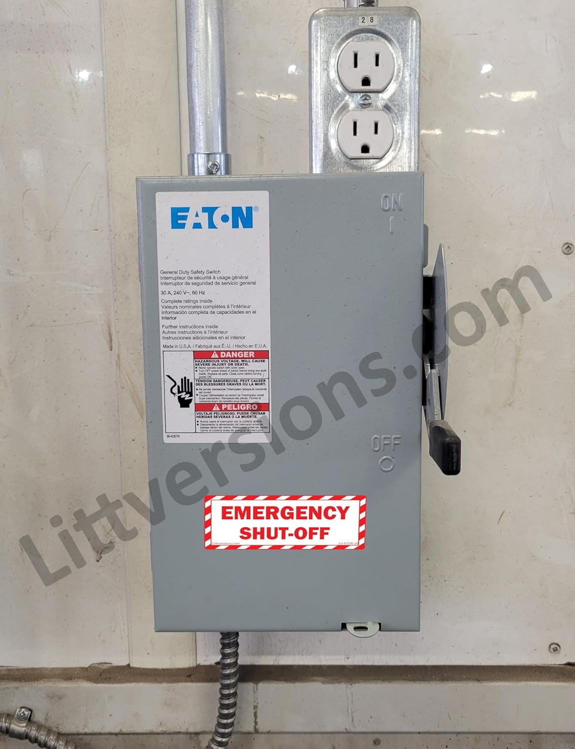 6" x 2" EMERGENCY SHUT-OFF Fuel Switch Label Warning Safety Sign Sticker Electrical Panel Vinyl Whte